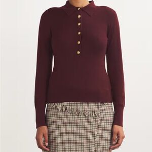 NWT L'AGENCE Deep Red Button-Down Shirt